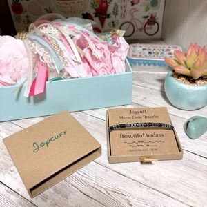 Joycuff Morse Code Women’s Bracelet Beautiful Bada** Handmade Hematite Obsidian